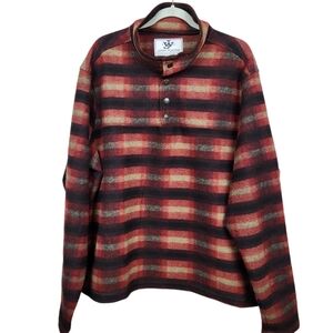 John Wayne Plaid Striped Fleece Wooly 1/4 Snap Pull Over Top Men's Size 2X XXL